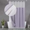 N&Y HOME Waffle Weave Shower Curtain with Snap-in Fabric Liner & 12 Metal Hooks Set - Hotel Style, Waterproof & Washable, Heavyweight Fabric & Mesh Top Window - 71x72, Lavender