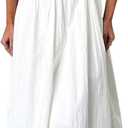 Women Summer Strapless Maxi Tube Dress 2024 Trendy Solid Pleated Flowy Dress Wedding Guest Maxi Dresses Party Club (Small, White-smock Back)