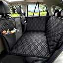 Dog Car Seat Cover for Back Seat, Hard Bottom Back Seat Extender for Dogs, Upgraded Waterproof Dog Hammock Holds 400lbs for Car and SUV (Black)