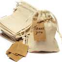 LEAFICO Reusable Cotton Bags - X-Small 3x4 25 Pack - Cloth Gift Bags with Drawstrings for Jewelry, Home Supplies, Makeup,DIY, Wedding, Party Favors - Muslin Fabric Pouches