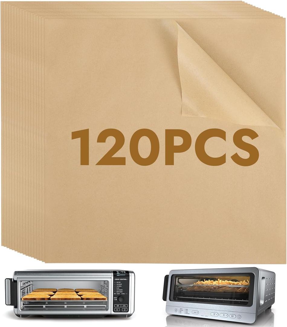 BYKITCHEN 12 Inch Air Fryer Parchment Paper for Ninja Air Fryer SP151 SP351 SP101 SP201 SP301, 120PCS Airfryer Disposable Liners for Ninja Foodi Airfryer Combo, Flip Up Toaster Oven Accessories