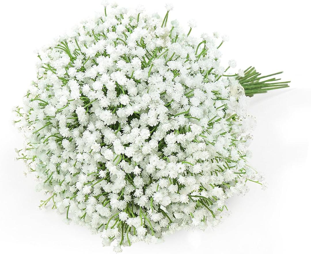 DEEMEI Babys Breath Artificial Flowers 10Pcs 30 Branches Fake Babys Breath Flowers Artificial Bulk Gypsophila Bouquets Real Touch Faux Flowers for Wedding Floral Arrangement Party Home Decor (Short-10white)