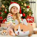 17" Corgi Plush, Soft Stuffed Animal Dog Pillow Toy, Corgi Mommy with 4 Baby Puppy Family Set, Cute Birthday Gift for Kids Boys Girls