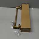 Adjustable 16 to 27.6 Inch Single Towel Bar, iMomwee Gold Brush Finished SUS304 Stainless Steel Bath Towel Holder, Wall Mount Towel Rail for Bathroom Kitchen Washroom, 1" Diameter Towel Rod with Hooks