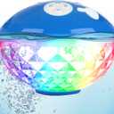 Bluetooth Pool Speaker Floatable,IPX7 Waterproof Portable Wireless Shower Speaker with Colorful Lights, Built-in Mic Hot Tub Speaker with Loud Stereo Sound for Pool Beach Home Party Travel Outdoors