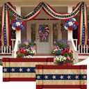 Chumia 2 Pack 2x20 ft Patriotic Flag Bunting Retro White and Blue Banner Decoration 250th Anniversary 4th of July Banner for Outside Red White Blue USA Flag American Independence Memorial Celebration