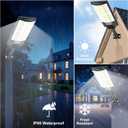 4 Pack Solar Street Lights, Outdoor Flood Light with Dual Motion Sensors, Dusk to Dawn, 6500k Dimmable Security Lamps with Remote Control, IP66 Waterproof Solar Powered Parking Lot Lights