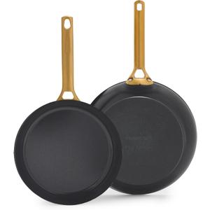 GreenPan Nonstick Reserve Pro 10” & 12” Frying Pan Set, NSF Certified Ceramic, Hard Anodized PFAS-Free Skillets, Stainless Steel Handles, Oven & Dishwasher Safe, Black