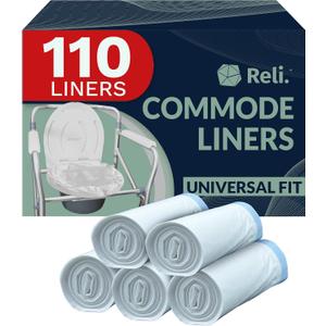 Reli. Bedside Commode Liners | Pack of 110 | Universal Fit | Commode Liners Disposable | Portable Toilet Bags