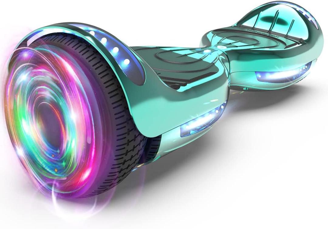 Electric Hoverboard with LED Lights and Bluetooth Speaker, Self Balancing Scooter with 6.5" Flashing Wheels, Top Speed of 10MPH, Gifts for Kids