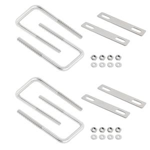 Square U-Bolts Inner Width M8 Thread 304 Stainless Steel Silver with Plates Nuts Flat Washers for CarRVTrailer Bumper, 4Pcs, M8x45x110m