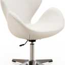 Manhattan Comfort Raspberry Adjustable Swivel Accent Chair with 360 Turn, Polished Chrome Base, Modern Retro Design, Versatile Seat Ideal for Any Room, Set of 1, White