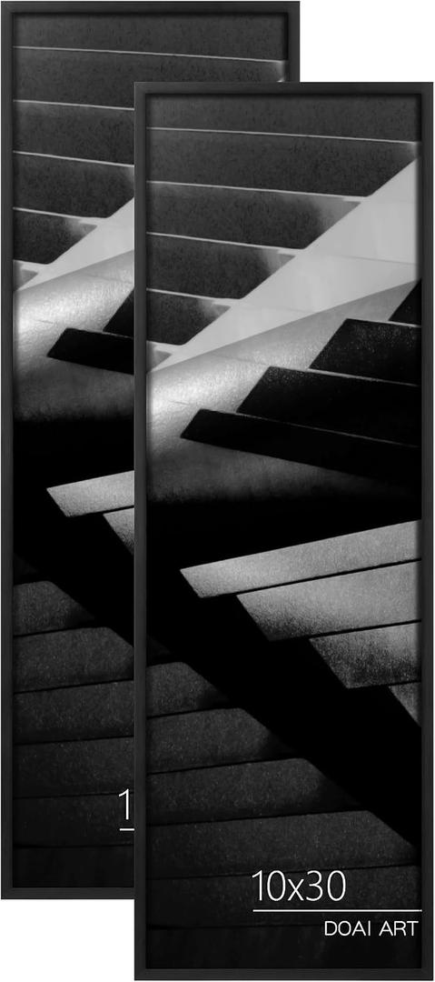DOAI ART 10x30 Poster Frame 2 Pack, Black 10 x 30 Picture Frames for Horizontal or Vertical Wall Mounting, Scratch-proof Safe and Artistic Large Photo Frame Wall Art