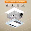 4-in-1 Bathroom Exhaust Fan with Light and Heater, 190 CFM Powerful Ventilation, 1800W Pro-Grade Fast Heating, 1.0 Sone Ultra-Quiet, Remote Control Ceiling Bath Fan with RGB Ambient Light, 13.78'' * 13.78‘’