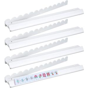 DoubleFill Set of 4 Scalloped Mahjong Tile Racks Set with Magnetic Pushers, 17.7 Inch Acrylic Mahjong Racks for Tiles Holders Acrylic Mah Jong Accessories, Fits All Tile Sets