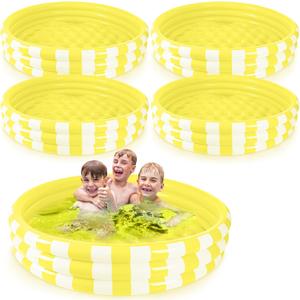 VioraWhite 4 Pack Inflatable Kiddie Pool for Toddlers 48''x 10'' Yellow Blow up Kids Swimming Pool Small 3 Rings Round Baby Pools for Indoor Outdoor Water Game Play Center