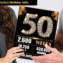2 x Jumbo 50th Birthday Card for Women Men, Happy 50th Birthday Party Decorations for Her Him, Black Gold 50 Year Old Birthday Card, Double-Sided with Two Stickers