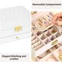 GUOER Jewelry Box for Women Girl Wife - Large PU Leather Jewelry Organizer Storage Case with Two Layers Display for Earrings Bracelets Rings Watches Mother's Day (White)