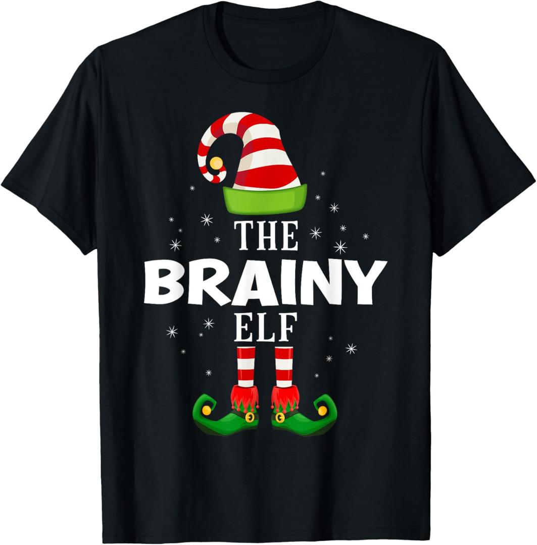 The Brainy Elf Christmas PJS Matching Pajama T-Shirt, L