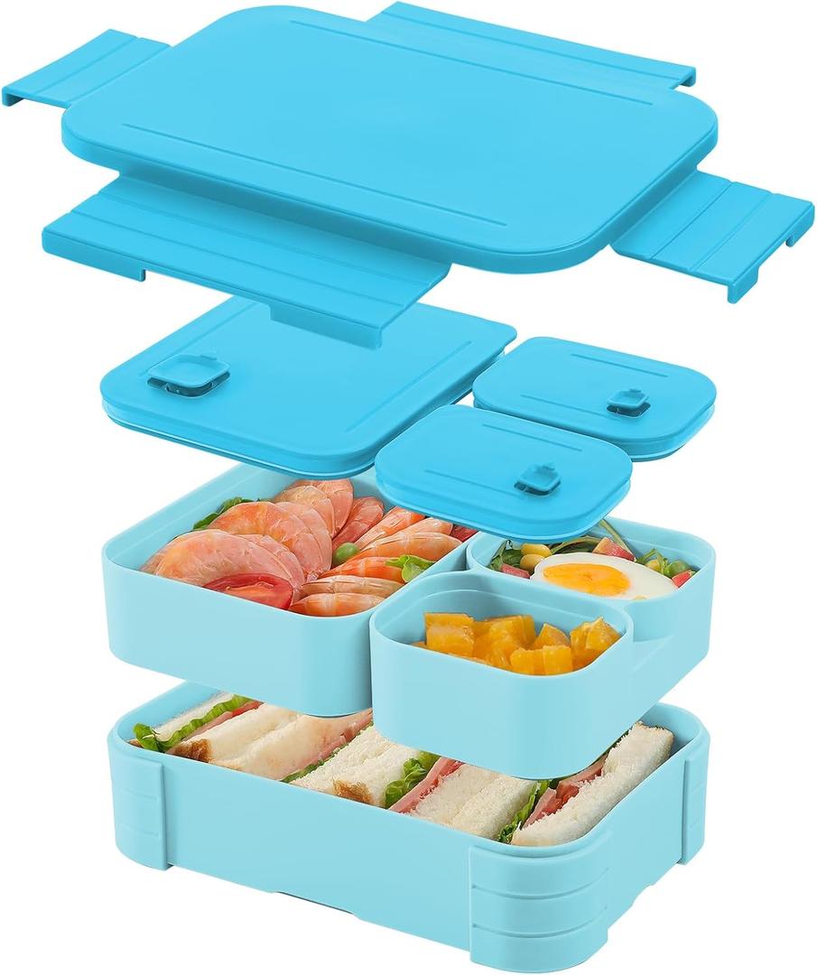 Lunch Box for Kids  BPA-Free, 3 Compartment Leak Proof Bento Box for Backpacks, Microwave & Dishwasher Safe, Food Storage Container for Work, Daycare, School & Travel (Sky Blue)