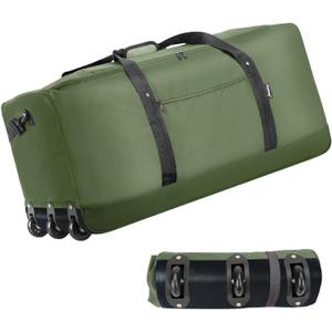 Finnhomy 120L Foldable Rolling Duffel Bag with 3 Wheels, Light Weight Travel Duffel bag with Large Loading Capacity, 32'' Rolling Duffel bag with Shoulder Strap