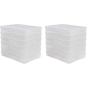 novelinks 12 Pack 5"x7" Clear Photo Storage Boxes  Plastic Picture Organizer Cases with Lids  Photo Keeper Containers for 5x7 Prints, Cards, and Craft Supplies