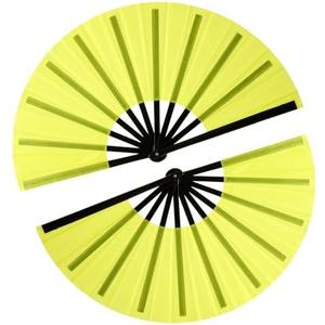13inch Large Rave Fan Popping Fan Clacking Fans for Line Dancing,Hand Fans for Women Foldable,Boots on The Ground Fan,Portable for Outdoor,Wedding,Party,Decoration(Yellow,2 Packs)
