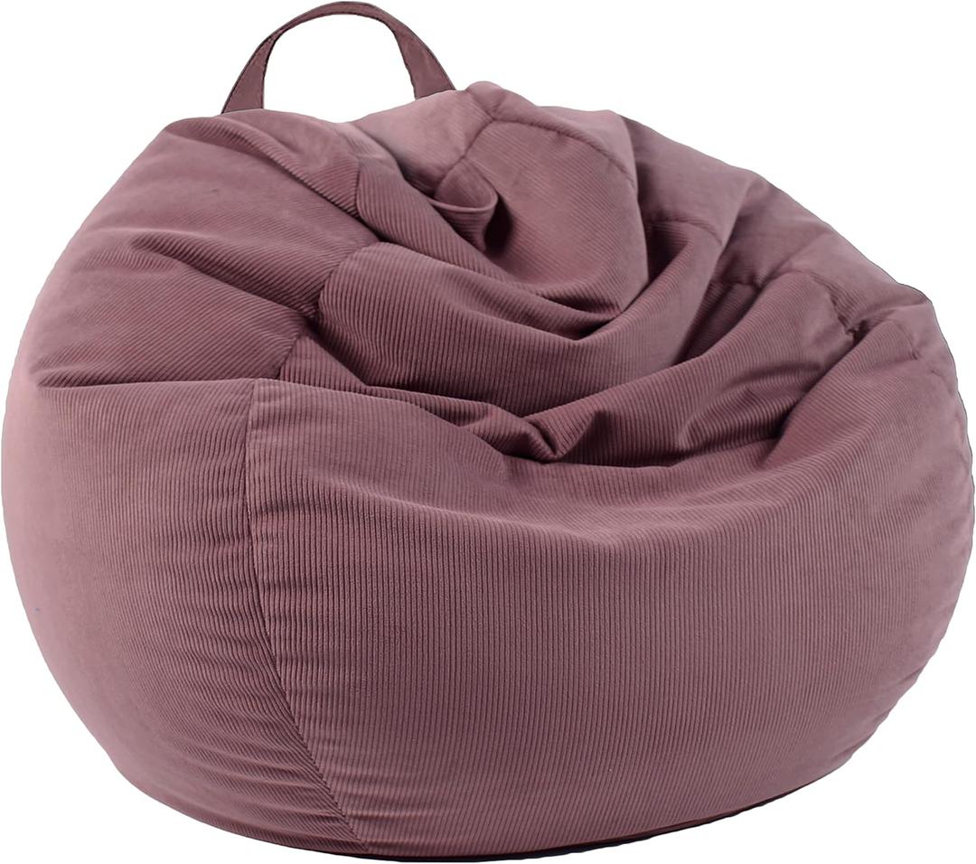 LPMOERA Stuffed Animal Storage Bean Bag Chair Cover (No Filler) For Kids and Adults.Pets Dogs/Cats Lazy Beds.Soft Premium Corduroy Stuffable Bean Bag For Organizing Children Plush Toys or Memory Foam (Dusty Pink(cover Only))