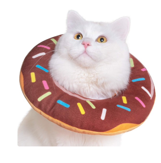 Adjustable Cat Recovery Collar, Cute Cat Donut Collar, Soft Cone Collars for Cat, Wound Healing Protective Cone After Surgery Elizabethan Collars for Kitten Pets