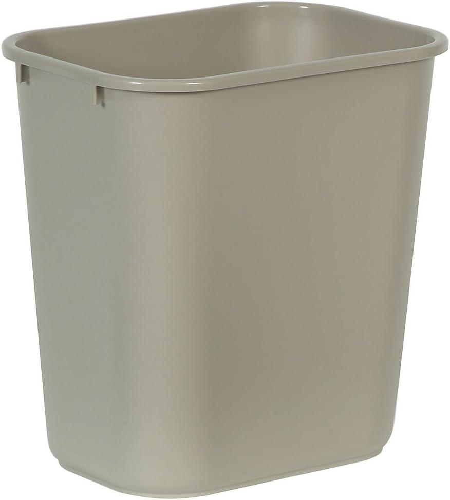 Rubbermaid Commercial Standard Wastebasket, 15" x 10.3" x 14.4", Beige
