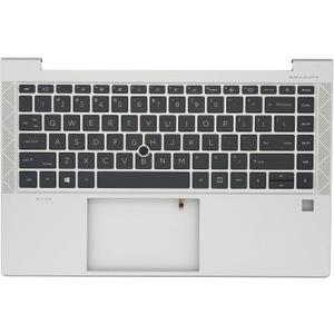 Replacement Upper Case Palmrest Backlit Keyboard Assembly for HP Elitebook 840 G7 G8 745 G8 Series Laptop Part US Layout Top Cover M36312-001 Sliver