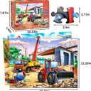 Puzzles for Kids Ages 4-6 2x60 Pieces Jigsaw Puzzles for Toddlers 3-5,6-8,Fun Bulldozer & Truck Toys,2 in 1 Pack Educational Construction Site Games for Boy & Girl, 15.36 x 11.22 inches