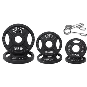 Fitvids Olympic 2-Inch Cast Iron Plate Weight Plate for Strength Training and Weightlifting, Two Hole Style, 35LB Set