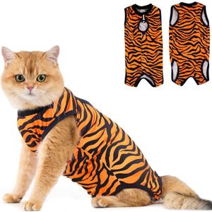 Avont Cat Recovery Suit - Kitten Onesie for Cats After Surgery, Cone of Shame Alternative Surgical Spay Suit for Female Cat, Post-Surgery or Skin Diseases Protection -Tiger(S)