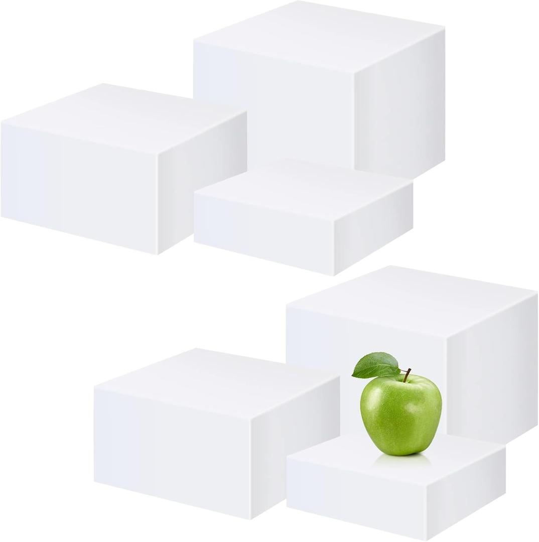 Tuanse 6 Pcs Buffet Risers, Food Risers for Buffet Table, Display Stand for Catering Dessert Collectibles Jewelry Figures Show, 5 Sided Acrylic Cube Display Organizer Acrylic Cube Boxes(White)