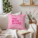 Funny Pink Call Your Mom Pillow Covers 18x18, Cute College Dorm Decor, Trendy Retro Pink Throw Pillow Covers for Girls Room Dorm Bedroom Decor, Gifts for College Girls, Set of 1
