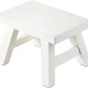 Small Stool Wooden Step Stool Footstool Solid Wood 8 inch for Kids Adults Plant Stand Fishing Stool (White)