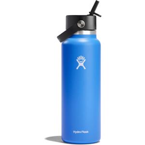 Hydro Flask Water Bottle - Insulated Stainless Steel - Wide Straw Lid, Non Spill, Leakproof in 40 Oz Cascade Blue