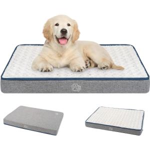 EMPSIGN Reversible Cool and Warm Dog Bed for Crate Pad, Pet Beds with Washable and Removable Cover, Dogs Crate Beds Sleeping Mats, Beds for Dog Crate for Large Medium Small Dogs, Grey (M (30"x 20"x 2"), 50LBS PETS)