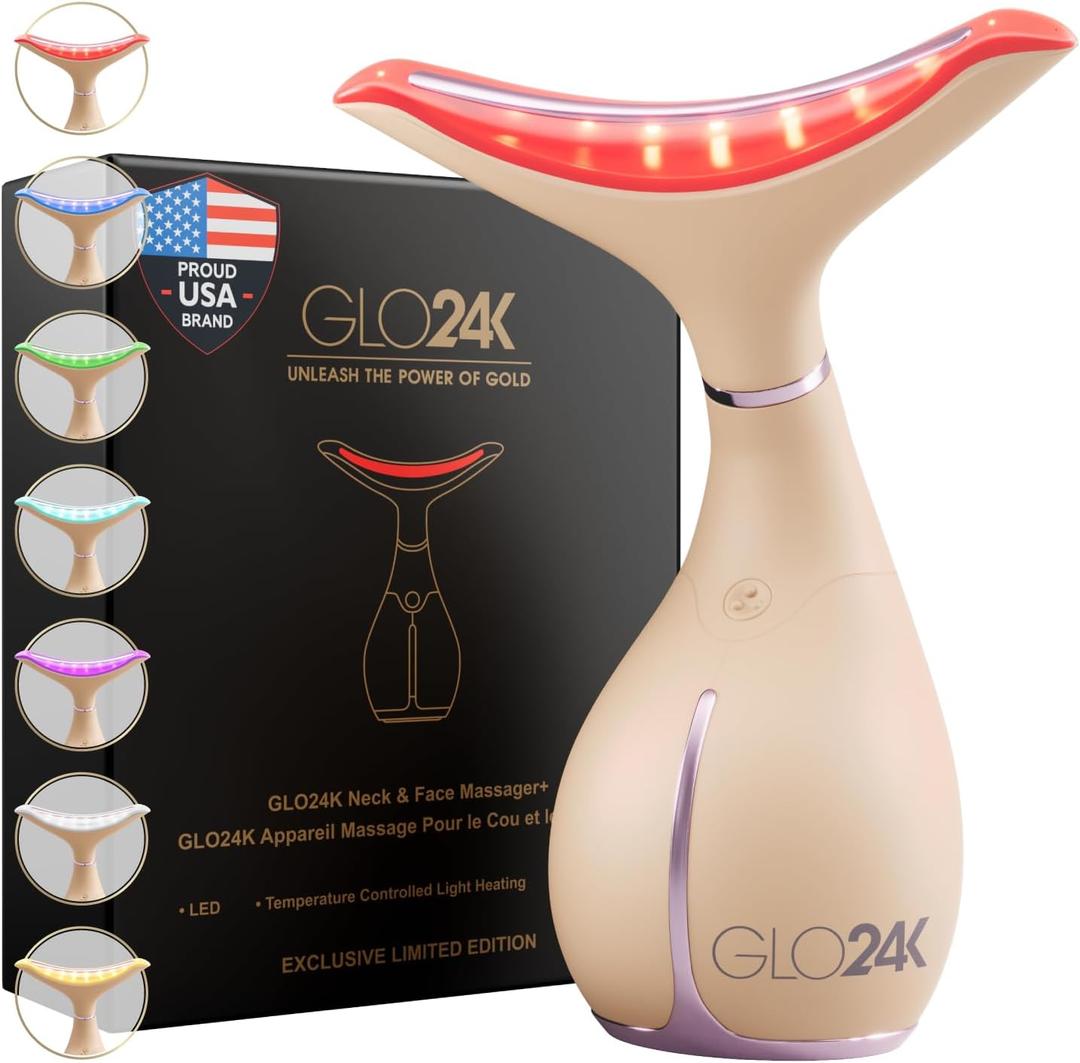GLO24K 7 Color Beauty Device Triple LED Action & Vibration Technology Facial and Neck Massager (Beige, 1 Pack)