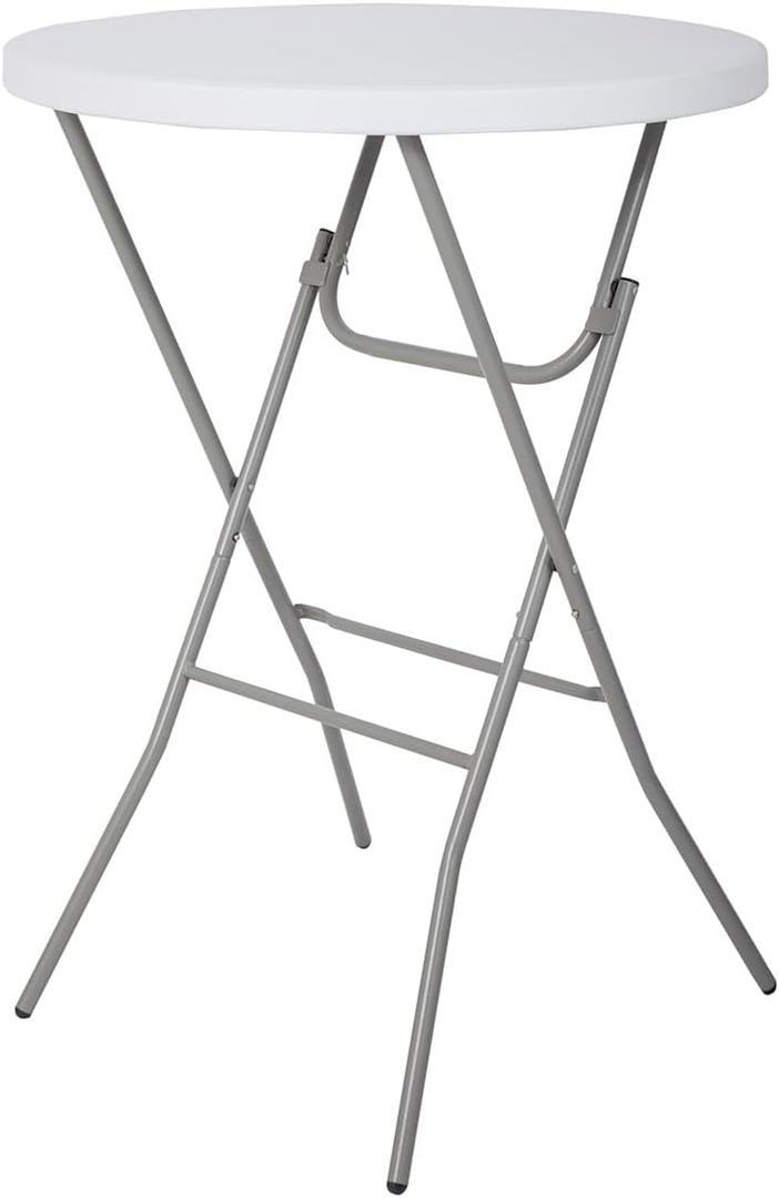 Round Bar Table, 110cm Folding Height Adjustable High Top Cocktail Table, Gray Metal Finish, Outdoor Bar Height Table for Bistro Bar, Garden Balcony, White Round Bar Table, 110cm Folding Height Adjustable High Top Cocktail Table, Gray Metal Finish, Outdoor Bar Height Table for Bistro Bar, Garden Balcony, White