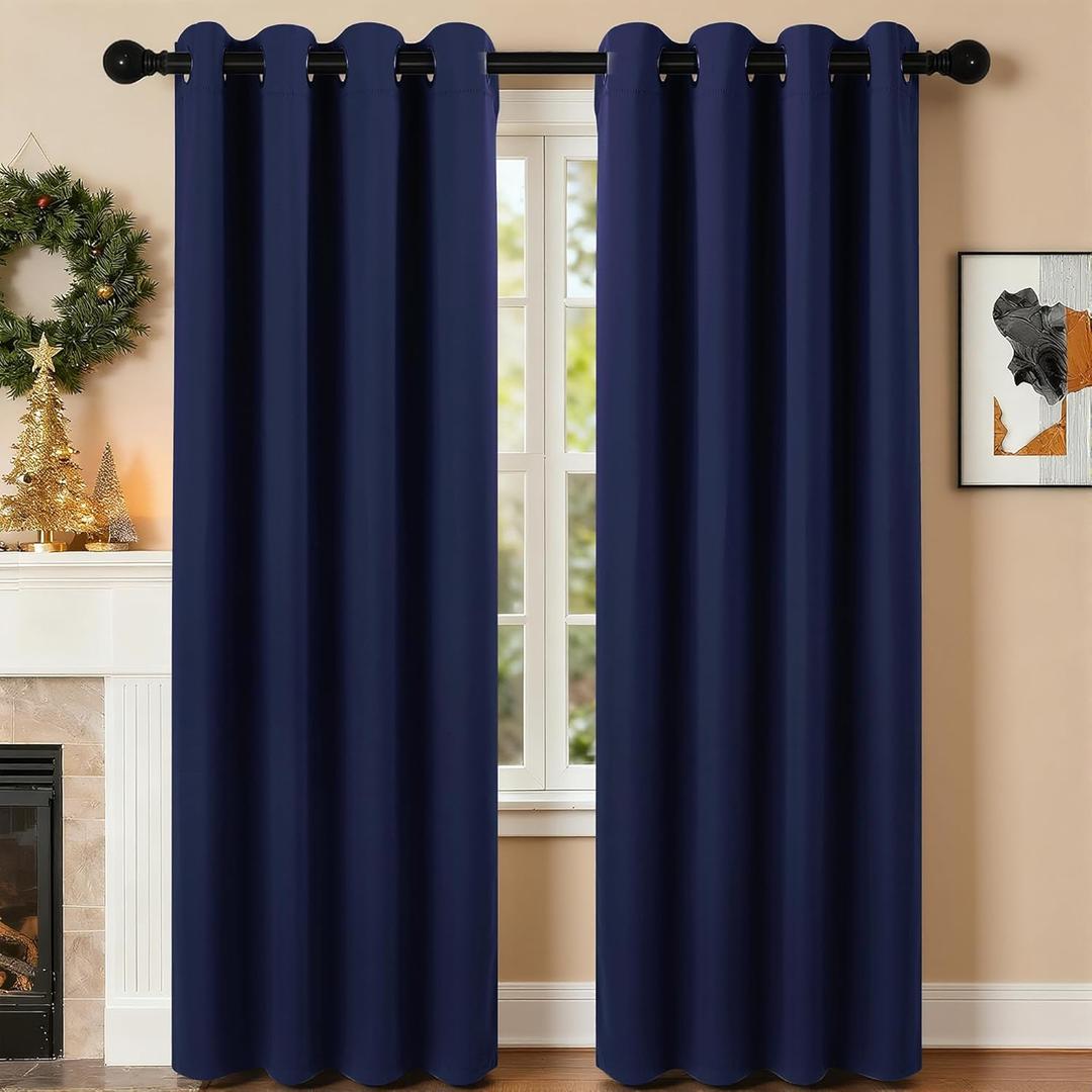 SABALANICA Room Darkening Curtains 84 Inch Length for Bedroom Living Room, Insulated Thermal Grommet Curtain Drapes, Blackout(60-90%,Not 100%) Window Treatment Decor, 2 Panels, 52x84, Navy Blue