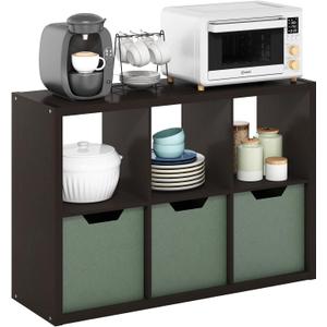 Furinno CUBICLE 6-Cube Book Shelf, Extra Thick Frame Bookshelf, Dark Oak