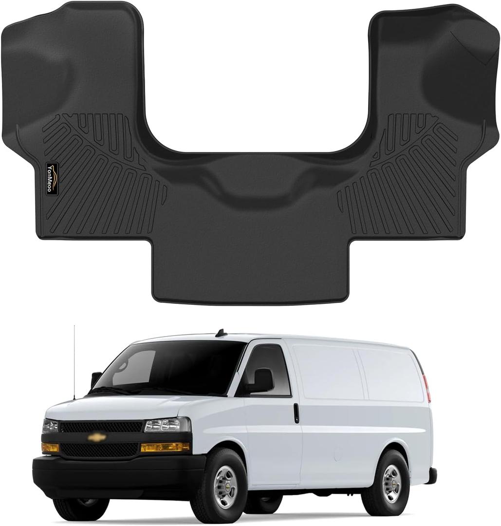 Floor Mats Custom for Chevy Express & GMC Savana 2015-2023 All Weather TPE Rubber Protection 1st Row Anti-Slip Automotive Floor Liners for Chevrolet Express 1500/2500/3500 Van Accessories- 1 PCS
