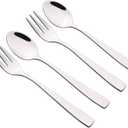 Begale 12-piece Stainless Steel Tea Spoons and Tasting Appetizer Cake Forks, 6 Tasting Forks + 6 Teaspoons