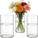 3 Pack Acrylic Cylinder Vases, Non-breakable Vase for Centerpieces, 10 inch Tall Clear Flower Vase Bulk Floating Candle Holder for Wedding Table Home Decor and Party