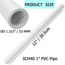 YSIL 1" PVC Pipe 1FT Long Sch40 Furniture Grade for Home,Farm,Garden,Workshop White 6 Pack