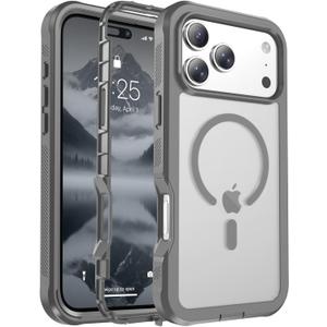 jaroco Magnetic for iPhone 17 Pro Max Case, [Compatible with MagSafe][Military Grade Drop Protection][Heavy Duty Protection][Non-Slip][Shockproof] 2-Layer Durable Bumper Phone Case 6.9''-Gray
