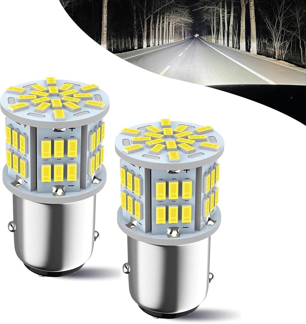 2 PCS Car 1157 LED Dual Contact Brake Light, BAY15D 7528 1154 3496 2357 2057 3014-54SMD Super Bright Bulb, Tail Parking Light Reversing Light Replacement, Universal for Cars (White)
