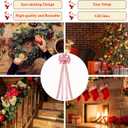 Choies Christmas Tree Bows,53 x 13 Inch Glitter Pink Bow Topper for Christmas Tree,Large Christmas Tree Bow with Long Streamers,Wired Edge Decorative Bow for Wreath Door Party Xmas Decoration